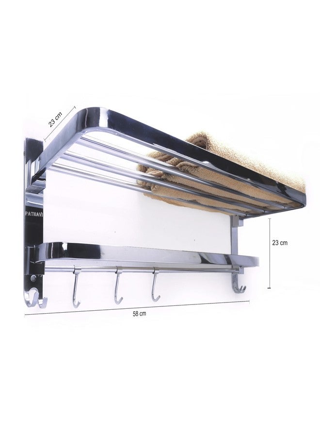 Pathavi Stainless Steel Towel Rack for Bathroom - Wall Mounted, Rust-Resistant Towel Bar for Bath & Kitchen - Space Saving Modern Towel Holder (24 Inch-Chrome Finish, Pack of 1) - Image 4